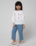 Little M Long Sleeve T-Shirt Flamingo Pompom Lengan Balon