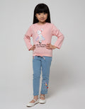 Little M Long Sleeve T-Shirt Bunny Aplikasi Bunga Serut Bawah