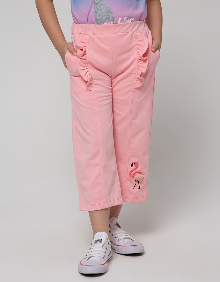 Little M Kulot Knit Ruffle Aplikasi Flamingo