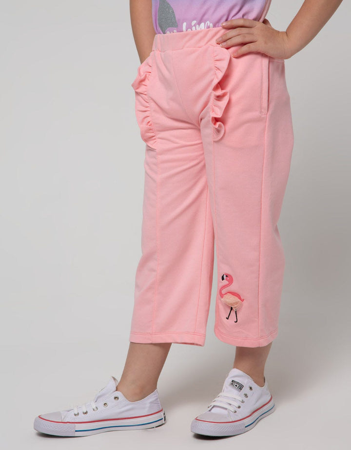 Little M Kulot Knit Ruffle Aplikasi Flamingo