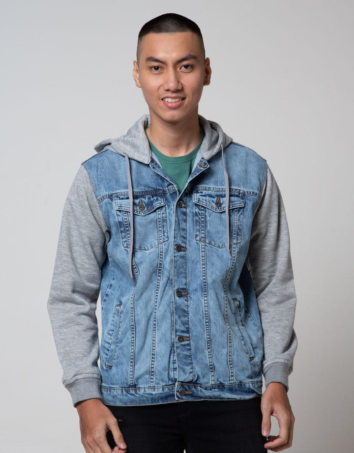 Nevada Denim Jacket Hoody Basic Combinasi