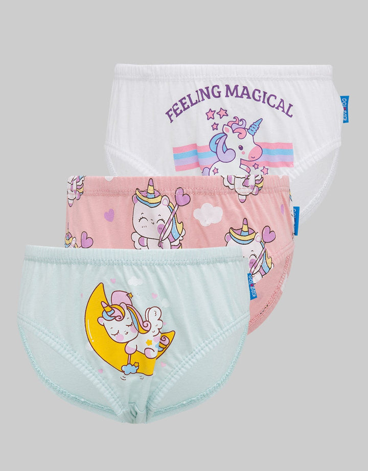 Kidz Too Brief Pack 3 Underwear Girls Unicorn