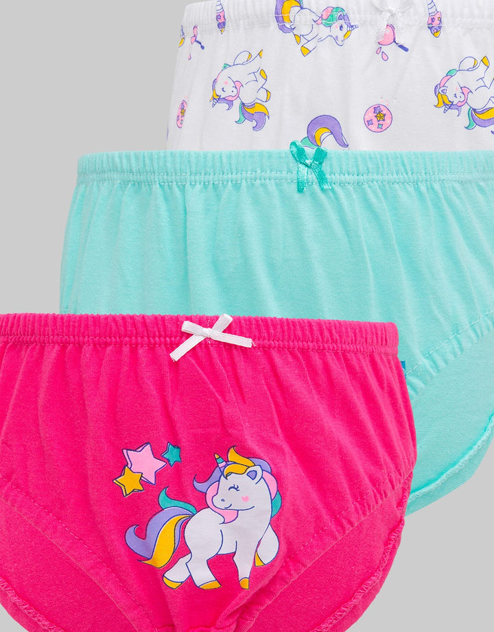 Kidz Too Brief Pack of 3 Underwear Girls Unicorn Ribbon