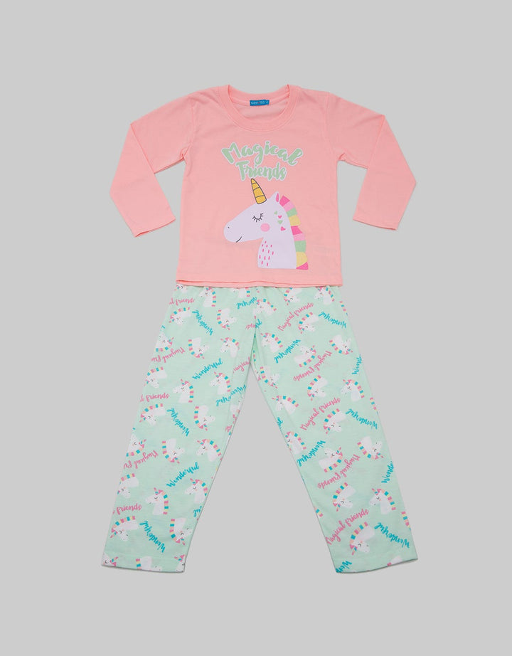 Kidz Too Top - Bottom Set Unicorn Celana Print Magic