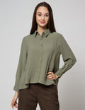 Connexion Long Sleeve Blouse Airflow With Cut N Sewn Ruffle