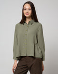 Connexion Long Sleeve Blouse Airflow With Cut N Sewn Ruffle