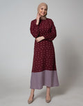 Annisa Long Sleeve Maxi Dress Contrast Hem Panel