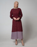 Annisa Long Sleeve Maxi Dress Contrast Hem Panel