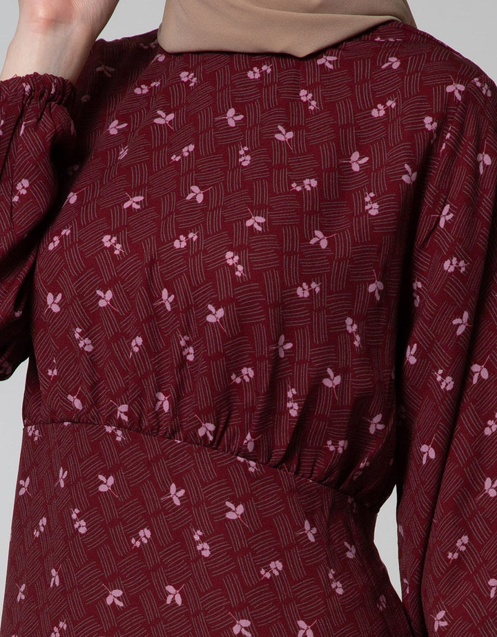 Annisa Long Sleeve Maxi Dress Contrast Hem Panel