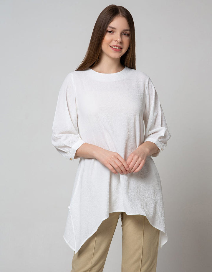 St. Yves Long Sleeve Blouse 7/8 Top Crinkle