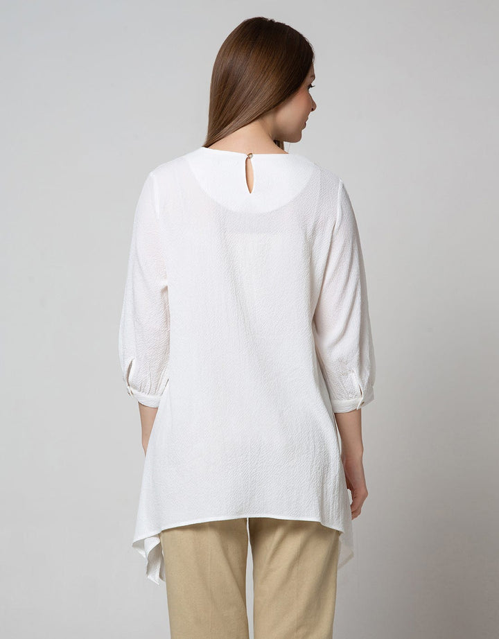 St. Yves Long Sleeve Blouse 7/8 Top Crinkle