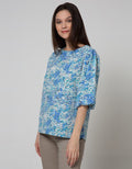 St. Yves 3/4 Blouse Top Print Puff Me