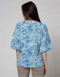 St. Yves 3/4 Blouse Top Print Puff Me