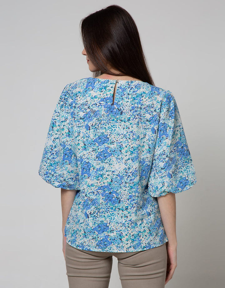 St. Yves 3/4 Blouse Top Print Puff Me
