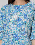 St. Yves 3/4 Blouse Top Print Puff Me