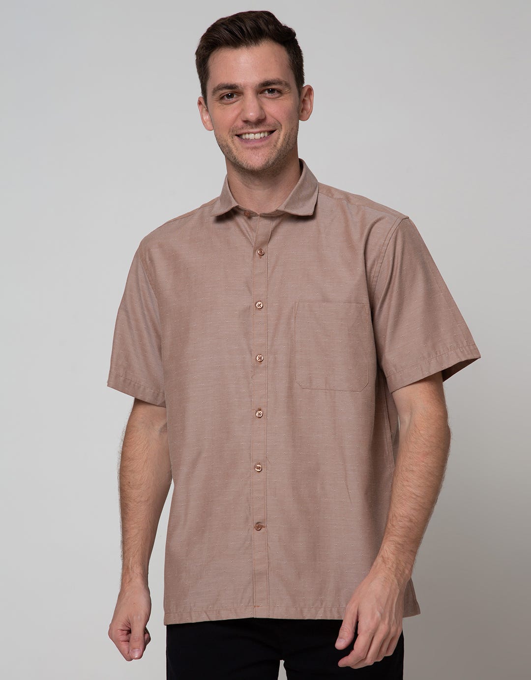 Stanley Adams Short Sleeve Shirt Texture  Regular Plain
