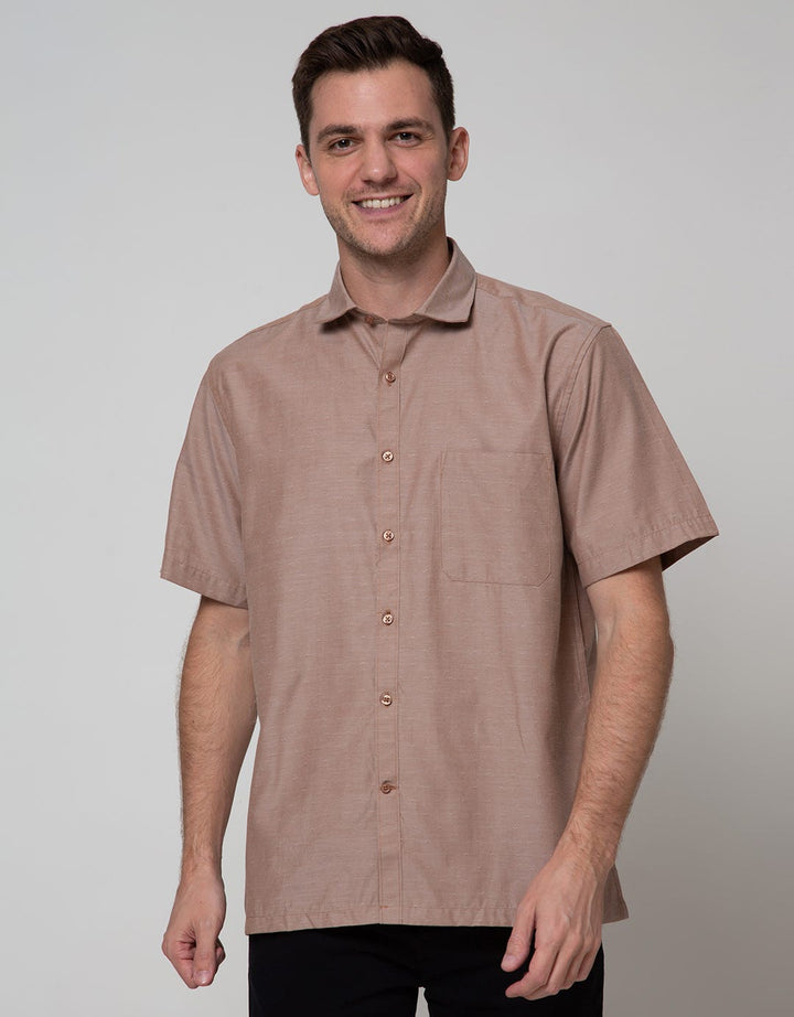 Stanley Adams Short Sleeve Shirt Texture  Regular Plain