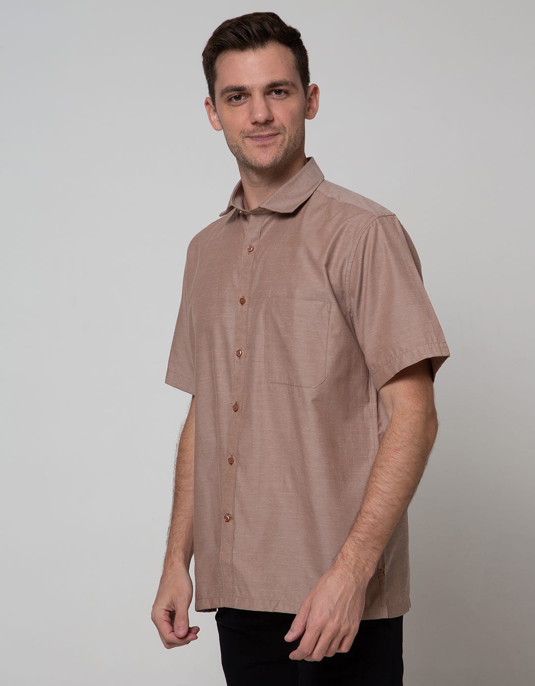 Stanley Adams Short Sleeve Shirt Texture  Regular Plain