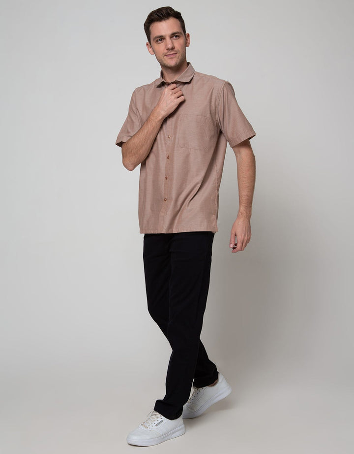 Stanley Adams Short Sleeve Shirt Texture  Regular Plain
