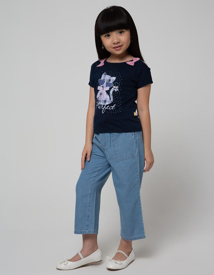 Little M Short Sleeve T-Shirt Pita Bahu Kucing Kacamata