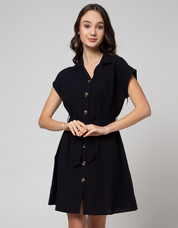 Connexion Short Sleeve Midi Dress Rami Vneck Kerah