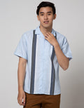 Details Short Sleeve Shirt Linen Slub Stripes Cape Collar