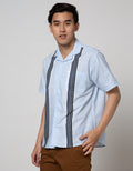 Details Short Sleeve Shirt Linen Slub Stripes Cape Collar