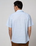 Details Short Sleeve Shirt Linen Slub Stripes Cape Collar