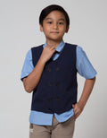 Little M Short Sleeve Shirt Oxford Solid Vest Solid Bow Tie