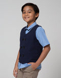 Little M Short Sleeve Shirt Oxford Solid Vest Solid Bow Tie