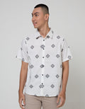 Details Short Sleeve Shirt Print Diamond-Cotton Slub