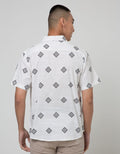 Details Short Sleeve Shirt Print Diamond-Cotton Slub