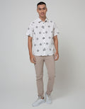Details Short Sleeve Shirt Print Diamond-Cotton Slub