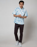 Details Short Sleeve Shirt Tie Dye Washing-Regular Collar