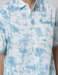 Details Short Sleeve Shirt Tie Dye Washing-Regular Collar