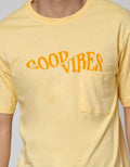 Details Short Sleeve T-Shirt Neck Solid Good Vibe Pocket