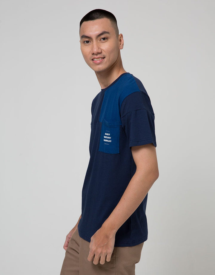 Details Short Sleeve T-Shirt Round Neck Cut N Sewn Pocket