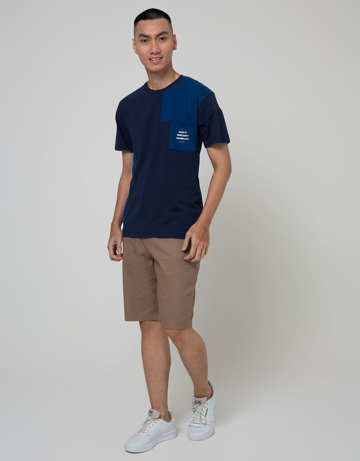 Details Short Sleeve T-Shirt Round Neck Cut N Sewn Pocket