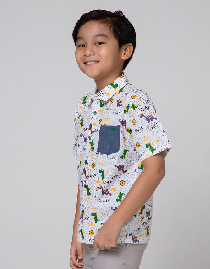 Little M Short Sleeve Shirt Print Dino Ball