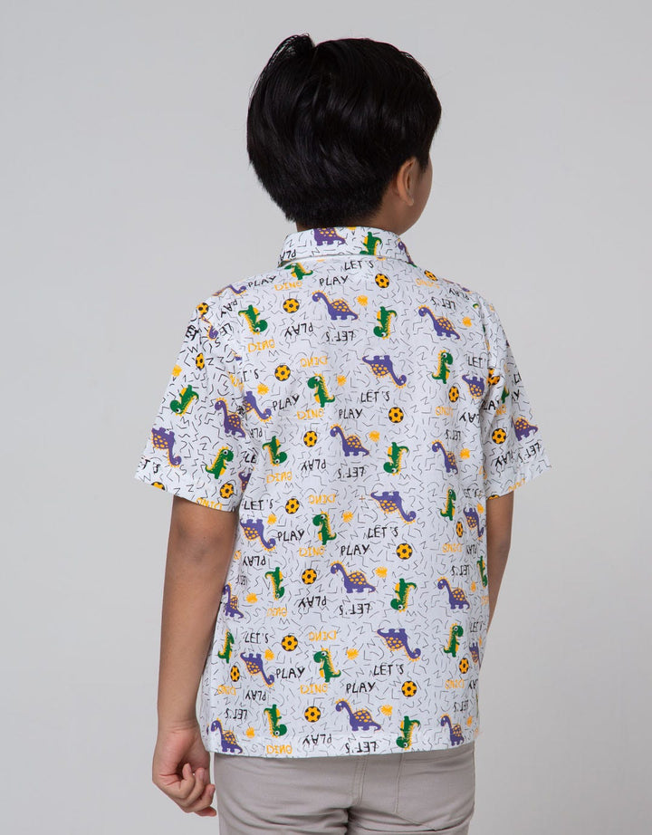 Little M Short Sleeve Shirt Print Dino Ball