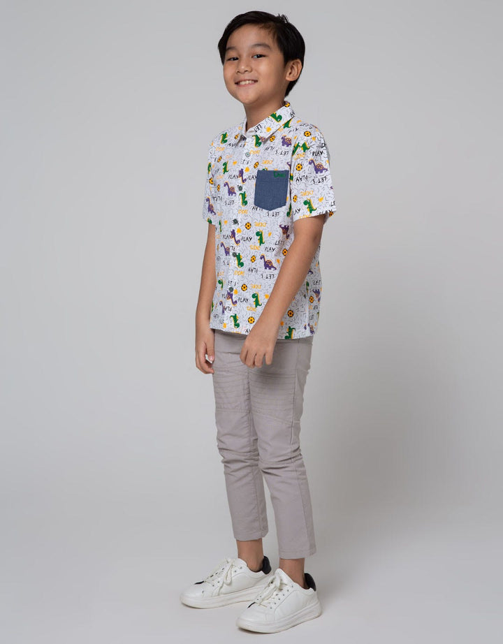 Little M Short Sleeve Shirt Print Dino Ball