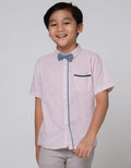 Little M Short Sleeve Shirt Solid Texture Tie