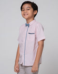 Little M Short Sleeve Shirt Solid Texture Tie