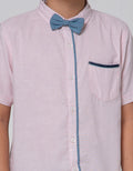 Little M Short Sleeve Shirt Solid Texture Tie