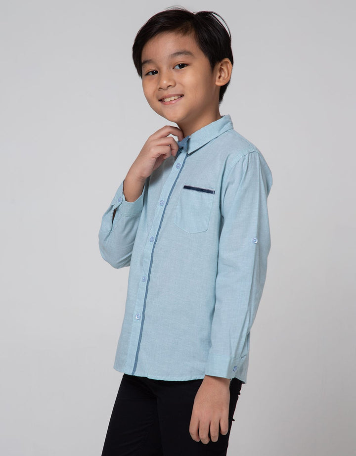 Little M Long Sleeve Shirt Solid Texture Tie