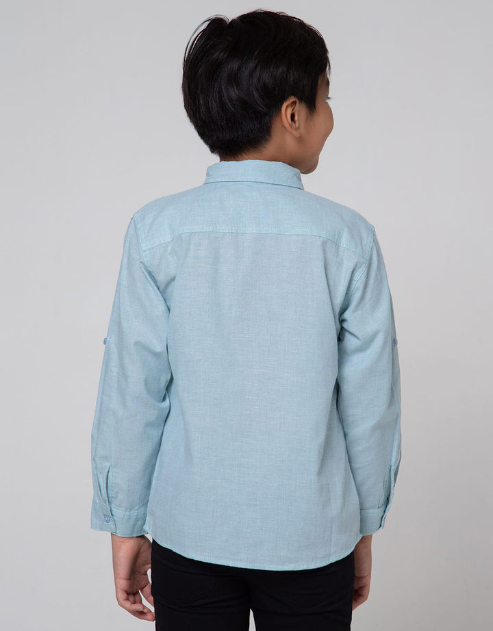 Little M Long Sleeve Shirt Solid Texture Tie