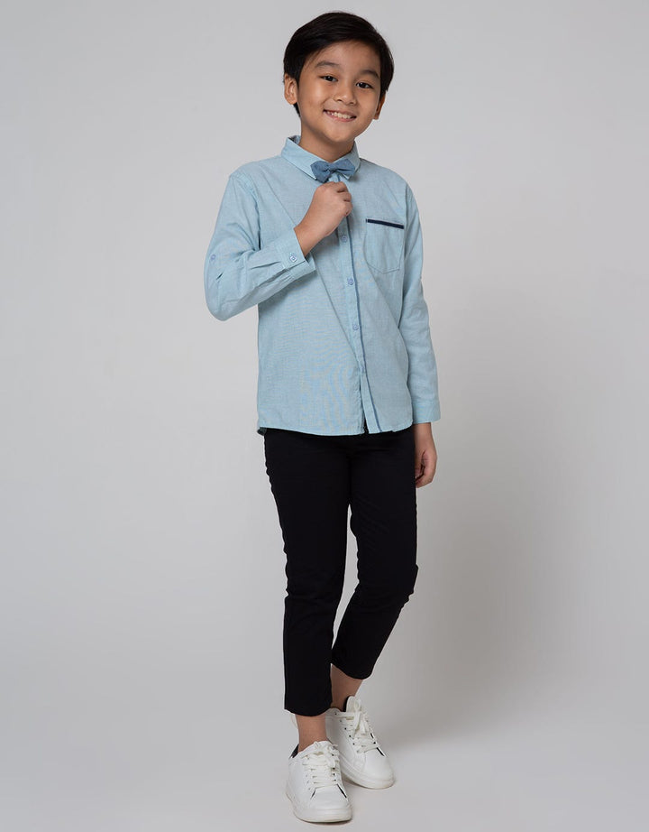 Little M Long Sleeve Shirt Solid Texture Tie