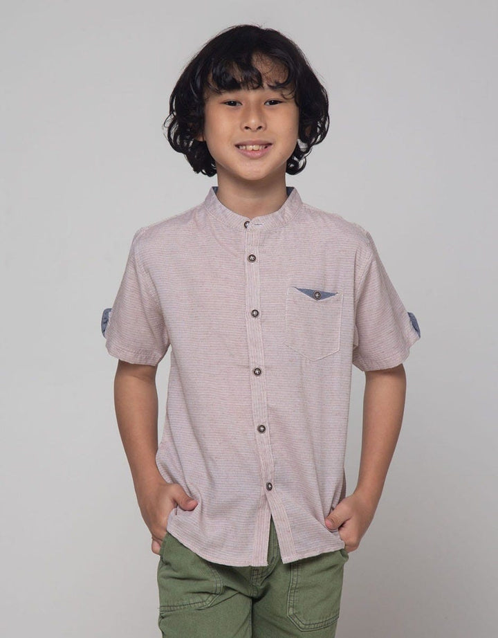 Little M Short Sleeve Shirt Solid Texture