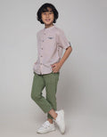 Little M Short Sleeve Shirt Solid Texture