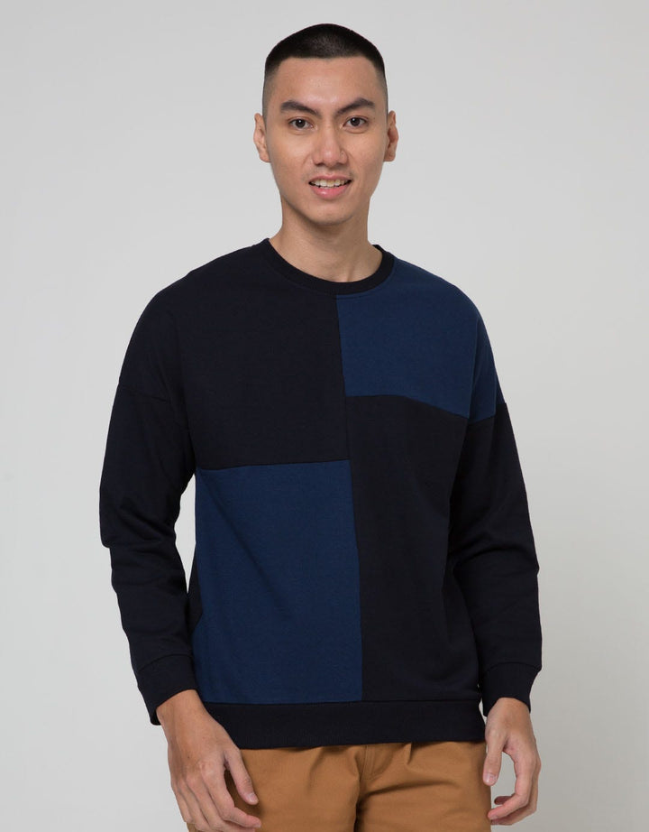 Details of Sweatshirt Jumper Round Neck Mix Fabric